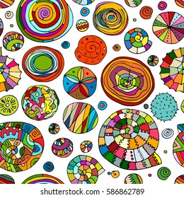 Abstract spirals and circles, seamless pattern for your design