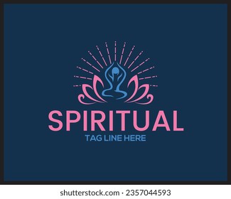 Abstraktes spirituelles Logo-Design. Yoga Human Linear Logo Design-Vorlage.