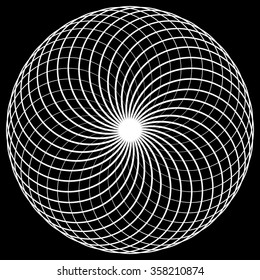 Abstract spirograph element. Concentric circles with intersecting outlines.