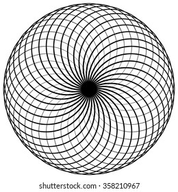 Abstract spirograph element. Concentric circles with intersecting outlines.