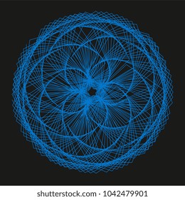 Abstract spirograph element for decorative design. Vector abstract complex circular pattern. Vector illustration. Abstract decorative floral spirograph circular element.