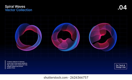 Abstracte Spirograph Line Art – Elektrische roze en blauwe gradiënt spiralen op donkere raster achtergrond