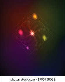 abstract spirograph pattern. Neon spirograph abstract element on a black background.