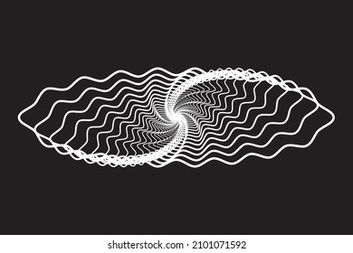 Espirografo abstracto espiral oval ondulado ondulado. Ilustración vectorial.