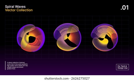 Abstract Spirograph Vector Swirls – Neon Yellow to Orange Line Design for Modern Projects