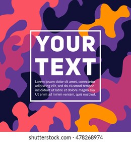 Abstract splash background. Colorful blots and text block. 