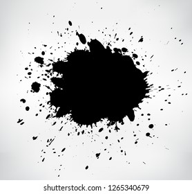Abstract splash banner.Black splatters background.