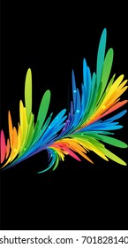 Abstract splash branch on black background, bright decoration