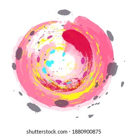 An abstract splash of colors, arranged in a circle.