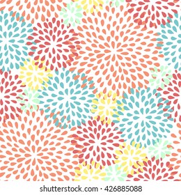 Abstract splash drops seamless pattern with bright colors. Doodle style. Vector illustration.