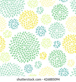 Abstract splash drops seamless summer pattern. Doodle style. Vector illustration.