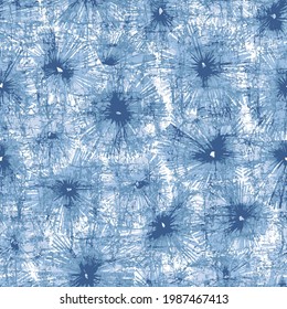 Resumen de salpicaduras y ilustración de flores aisladas.fondo de patrón sin fisuras, con círculos, trazos y salpicaduras, fondo azul y blanco.