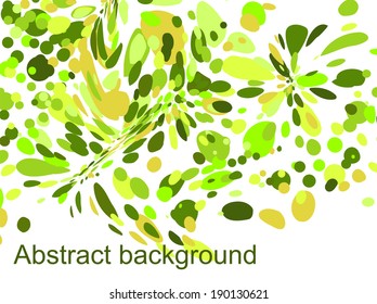 Abstract splash round element colored on green and yellow, isolated on white background.With clipping mask.