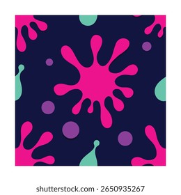 Abstract Splash Seamless Pattern with Ink Drops