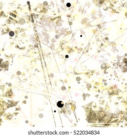 Abstract splash and spray background, artistic texture design. Stroke, circles, lines. Irregular shapes. Seamless pattern