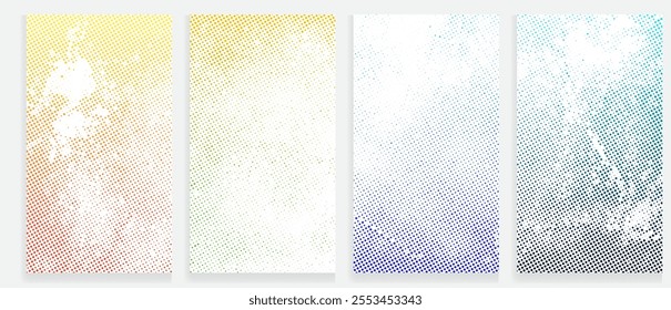 
Abstract splash and stains Halftone Vector Pattern banners set, Illustration halftone effect round shape.