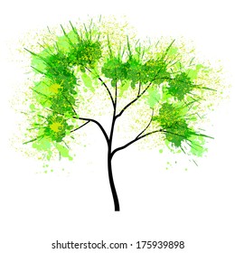 Abstract splash tree. Vector illustration