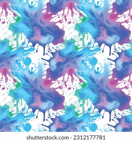 Abstract splash watercolor seamless pattern. Vector illustration.