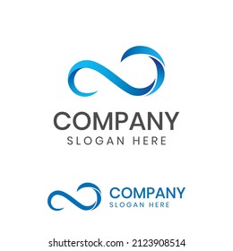 abstract splash wave unlimited logo design with infinity vector icon symbol