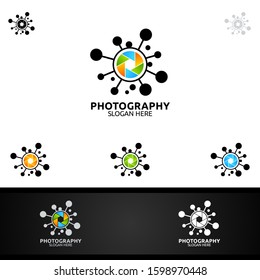 Abstract SplashCamera Photography Logo Icon Vector Design Template