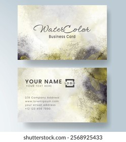 Abstract splashed watercolor business card