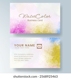 Abstract splashed watercolor business card