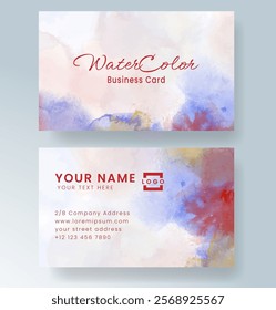 Abstract splashed watercolor business card