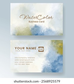 Abstract splashed watercolor business card