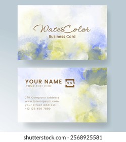 Abstract splashed watercolor business card