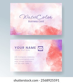 Abstract splashed watercolor business card