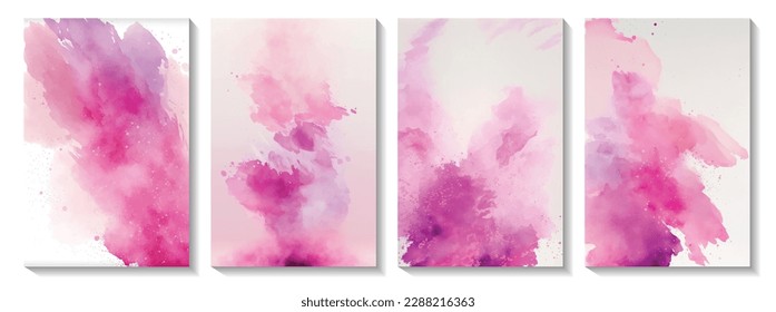 Abstract splashed watercolor textured background. Background set. 