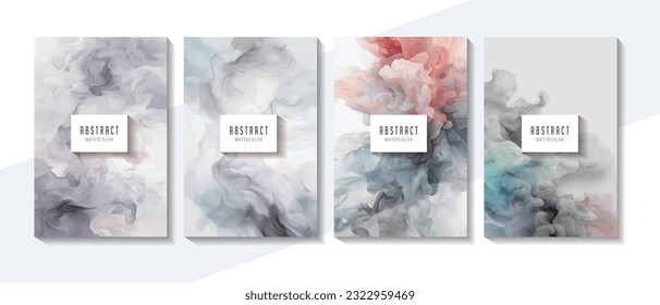 Abstract splashed watercolor textured background. Background set. 