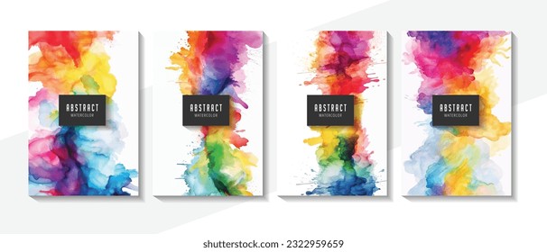 Abstract splashed watercolor textured background. Background set. 