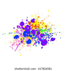 abstract splashes and drops of colored ink vector