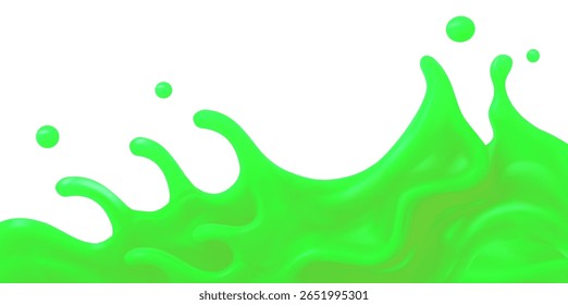 Abstract splashes of green liquid creating dynamic movement and energy Conveys enthusiasm growth and vibrancy Ideal for graphic design backgrounds or promotional materials