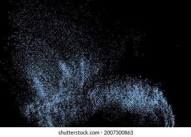 Abstract splashes of water on black background. Frozen motion of round particles. Rain, snow overlay texture. Vector Illustration, Eps 10.