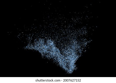 Abstract Splashes Of Water On Black Background. Frozen Motion Of Round Particles. Rain, Snow Overlay Texture. Vector Illustration, Eps 10.