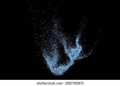 Abstract splashes of water on black background. Frozen motion of round particles. Rain, snow overlay texture. Vector Illustration, Eps 10.