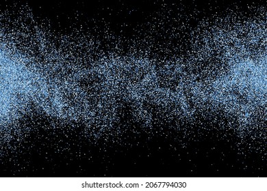 Resumen salpicaduras de agua sobre fondo negro. Movimiento congelado de partículas redondas. Lluvia, textura superpuesta de nieve. Ilustración De Vectores, Eps 10.
