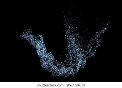 Abstract splashes of water on black background. Frozen motion of round particles. Rain, snow overlay texture. Vector Illustration, Eps 10.