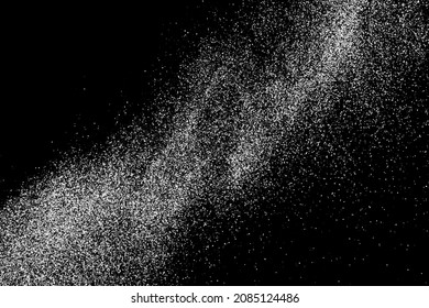Abstract splashes of water on black background. Frozen motion of round particles. Rain, snow overlay texture. Vector Illustration, Eps 10.