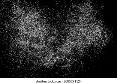 Abstract splashes of water on black background. Frozen motion of round particles. Rain, snow overlay texture. Vector Illustration, Eps 10.