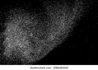 Abstract splashes of water on black background. Frozen motion of round particles. Rain, snow overlay texture. Vector Illustration, Eps 10.