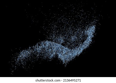 Abstract splashes of water on black background. Frozen motion of round particles. Rain, snow overlay texture. Vector Illustration, Eps 10.