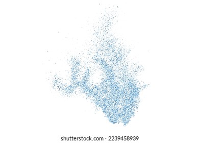 Resumen De Trozos De Agua En Fondo Blanco. Movimiento Congelado De Drogas Redondas. Lluvia, textura superpuesta de nieve. Explosión Azul De Confetti. Elemento de diseño. Ilustración vectorial, EPS 10.