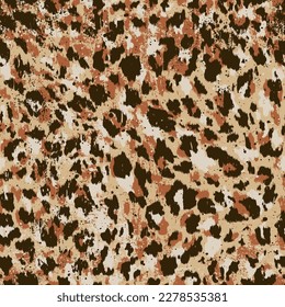 Abstract splatted leopard skin wallpaper grunge vector seamless pattern