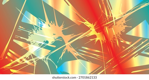 Arte Abstractas de salpicaduras con rojo vibrante, amarillo y verde azulado