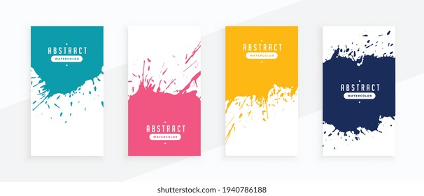 abstract splatter banners set in four colors