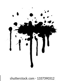 Abstract splatter black color background. Paint dripping vector illustration. Grunge texture.