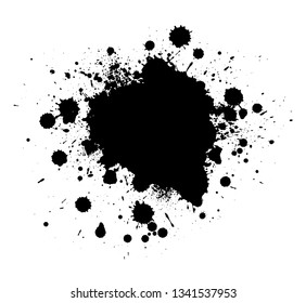 Abstract splatter black color background. Paint dripping vector illustration. Grunge texture.